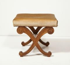 Oak Curule Stool Ottoman France c 1940 - 3608656