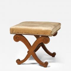 Oak Curule Stool Ottoman France c 1940 - 3614928