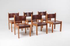 Oak Leather Dining Chairs 1960s - 1183573