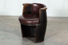 Oak Leather Whiskey Barrell Chair - 3094547