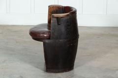 Oak Leather Whiskey Barrell Chair - 3094549