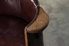 Oak Leather Whiskey Barrell Chair - 3094553
