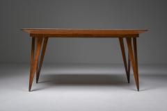 Oak Mid Century Modern Dining Table on Pin Legs with Blue Top 1940s - 1960866