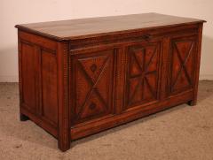 Oak Panneled Chest With Inlays 17th Century - 3849223