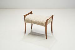 Oak Stool with Sheepskin Seat Scandinavia ca 1950s - 3505933