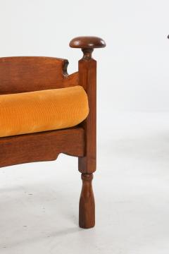 Oak Throne Chairs With Adjustable Side Table 1950s - 1248869