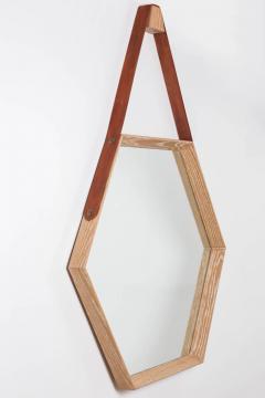 Oak and Leather Hexagon Mirror Natural - 196963