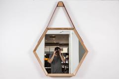 Oak and Leather Hexagon Mirror Natural - 196964