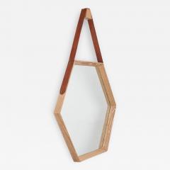 Oak and Leather Hexagon Mirror Natural - 197584