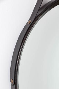 Oak and Leather Round Mirror Ebony - 196959