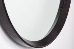 Oak and Leather Round Mirror Ebony - 196960