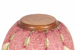 Oak and Pink and Green Patterned Fabric Upholstered Circular Borne Settee - 2798105