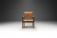 Oak and Rush Armchair by LOV Netherlands ca 1920s - 3929546