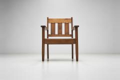 Oak and Rush Armchair by LOV Netherlands ca 1920s - 3929553