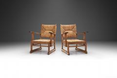 Oak and Rush Armchairs The Netherlands 1930s - 3460518