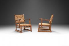 Oak and Rush Armchairs The Netherlands 1930s - 3460519