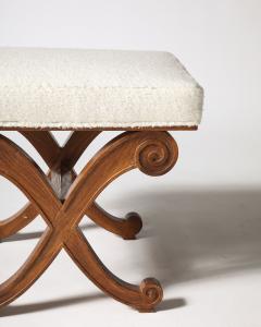 Oak and Upholstered Curule Stool Ottoman France c 1930 - 4209717