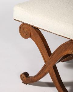 Oak and Upholstered Curule Stool Ottoman France c 1930 - 4209718