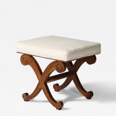 Oak and Upholstered Curule Stool Ottoman France c 1930 - 4210092