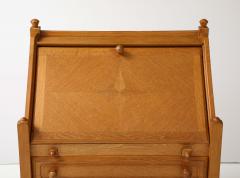 Oak secretary desk by Guillerme and Chambron C 1965 - 3934587
