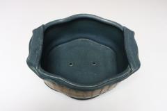 Oblong Vintage Blue and Ochre Studio Pottery Planter Vase by Deanna Nichols - 4453196