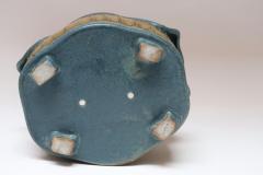 Oblong Vintage Blue and Ochre Studio Pottery Planter Vase by Deanna Nichols - 4453201