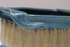 Oblong Vintage Blue and Ochre Studio Pottery Planter Vase by Deanna Nichols - 4453205