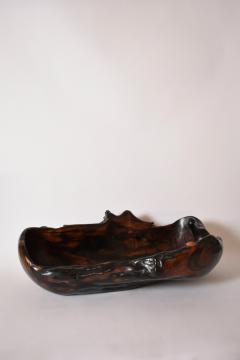 Oblong bowl in Macassar ebony 1970s - 4464435