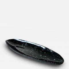 Oblong centerpiece with deep blue speckled glaze - 4503534