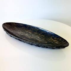 Oblong centerpiece with ring patterned underside in gold and silver glaze - 4496651