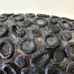 Oblong centerpiece with ring patterned underside in gold and silver glaze - 4496652