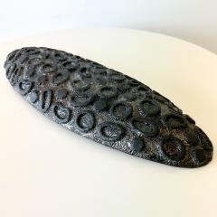 Oblong centerpiece with ring patterned underside in gold and silver glaze - 4496655