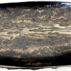 Oblong centerpiece with ring patterned underside in gold and silver glaze - 4496658