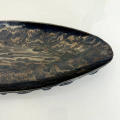 Oblong centerpiece with ring patterned underside in gold and silver glaze - 4496660