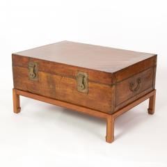 Ochre Painted Pigskin Travel Trunk Coffee Table China 1900  - 2280169