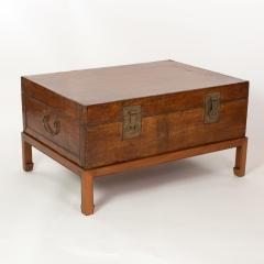 Ochre Painted Pigskin Travel Trunk Coffee Table China 1900  - 2280176