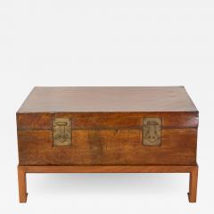 Ochre Painted Pigskin Travel Trunk Coffee Table China 1900  - 2281391