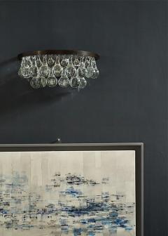 Ochre Pear Glass Sconces Bronze Patinated Frame 2 tiered Rim 3 Available - 4397215