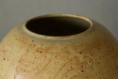Ochre Yellow Art Deco Studio Pottery Vase Europe 1940s - 4677391