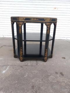 Octagonal 3 Tier Oriental Lacquer Style End Table - 3947173