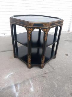 Octagonal 3 Tier Oriental Lacquer Style End Table - 3947179