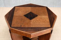 Octagonal Amsterdam School Side Table in Oak and Ebony The Netherlands 1920s - 4234105