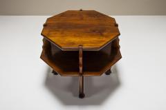 Octagonal Amsterdam School Side Table in Stained Beech The Netherlands 1930 - 3659717