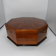 Octagonal Bauhaus Box Ash Walnut Maple Mahogany Velvet Vienna circa 1920 - 4647776