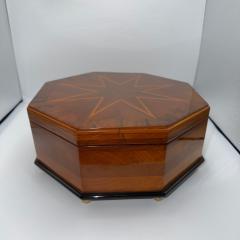 Octagonal Bauhaus Box Ash Walnut Maple Mahogany Velvet Vienna circa 1920 - 4647777