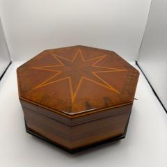 Octagonal Bauhaus Box Ash Walnut Maple Mahogany Velvet Vienna circa 1920 - 4647782
