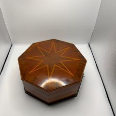 Octagonal Bauhaus Box Ash Walnut Maple Mahogany Velvet Vienna circa 1920 - 4647783