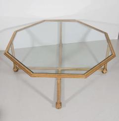 Octagonal Gilt Coffee Table with Glass Top - 696530