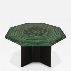 Octagonal Malachite Side Table Italy 1970s - 3973255