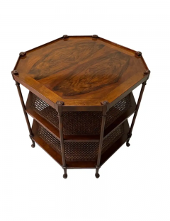 Octagonal Three Tiered Walnut Caned Side Table - 2819779